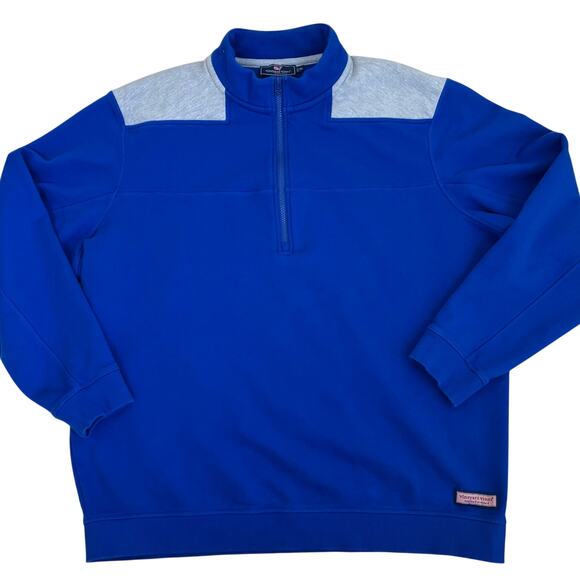 Vineyard Vines Mens XXL Half Zip Sweatshirt Pullover Two-toned Blue Grey Warm - Picture 8 of 16